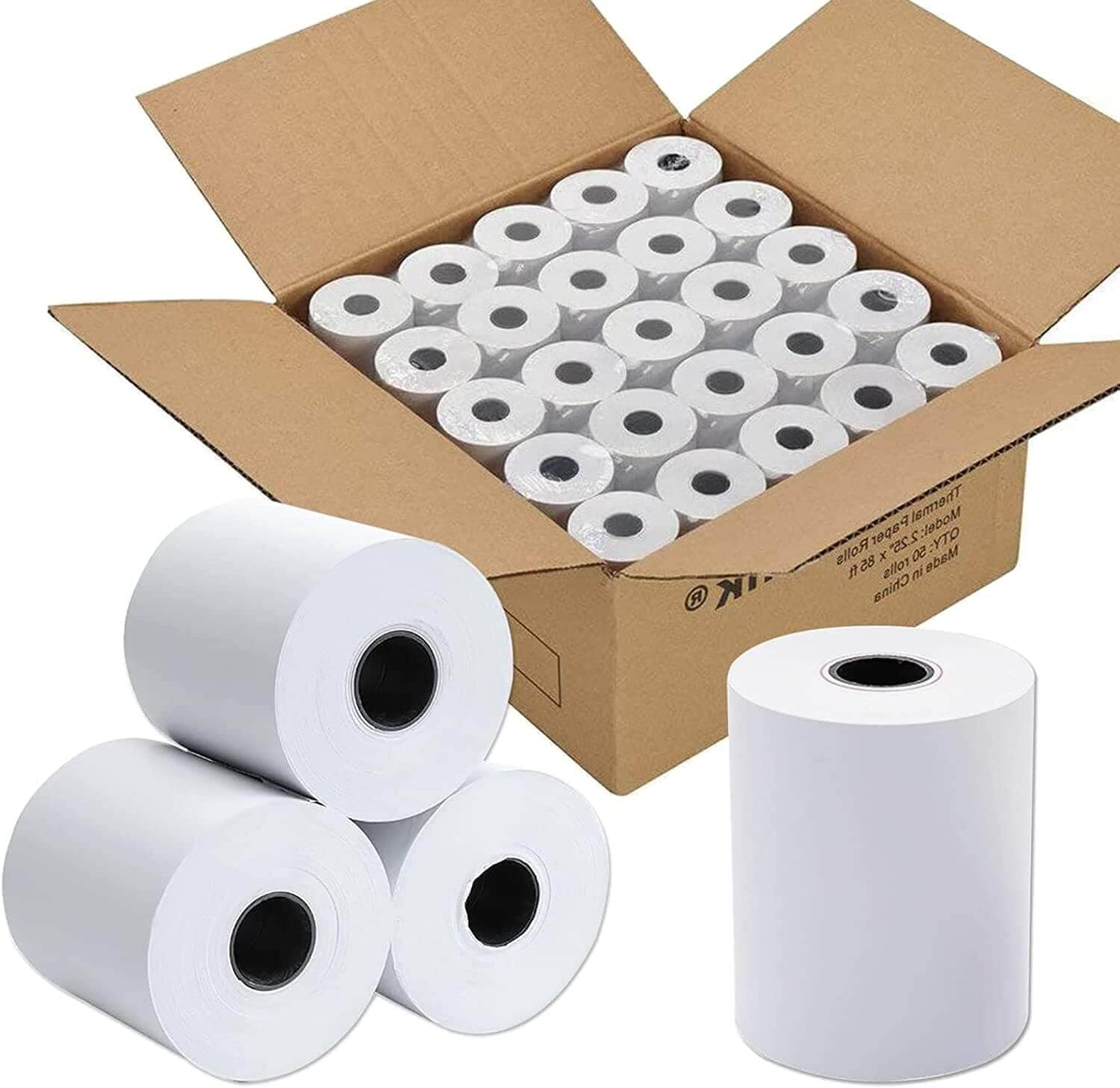 FHS Thermal Paper Receipt Roll, 2 1/4 x 50, POS Rolls size 22.5 x ...