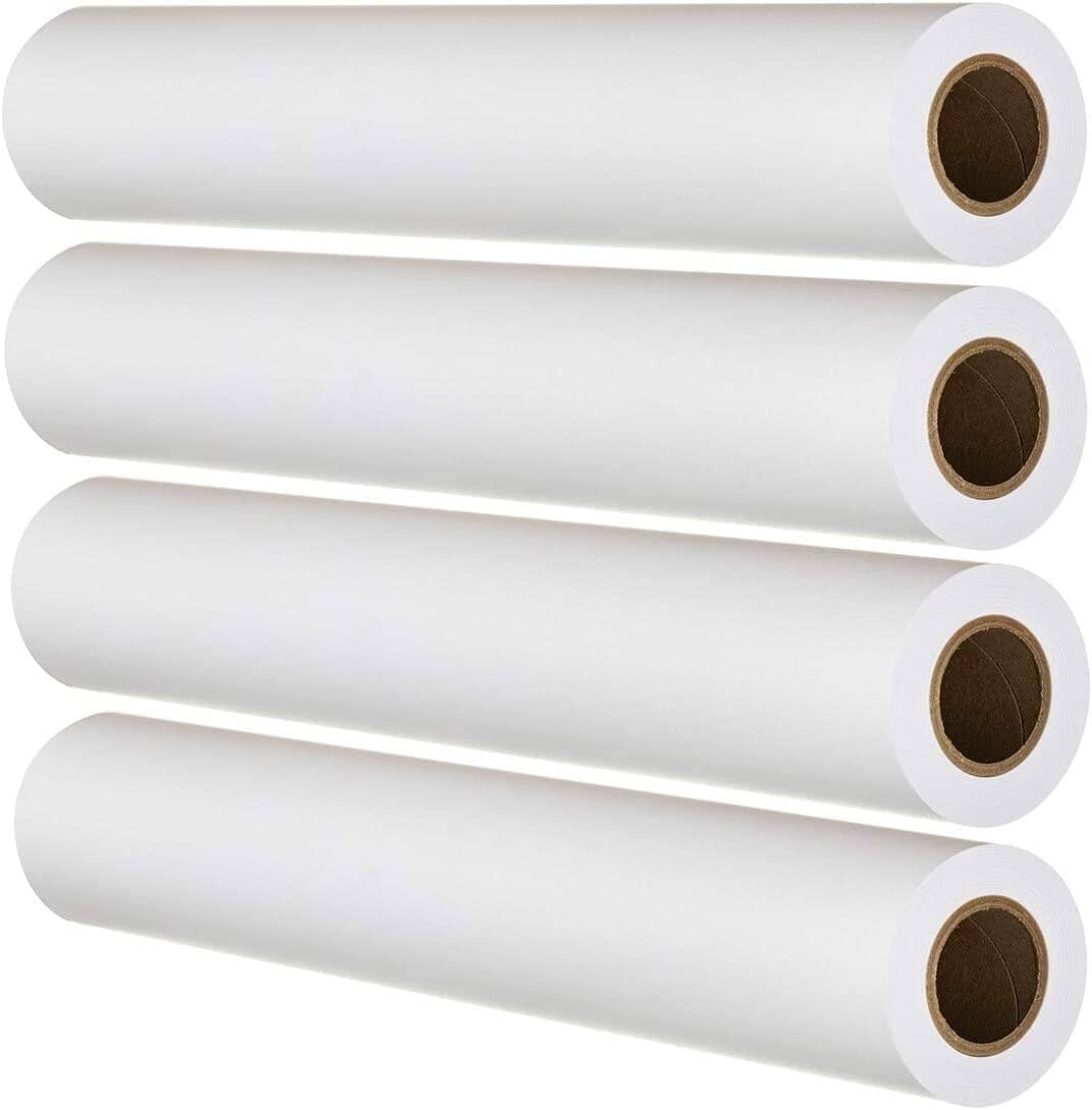 FHS Retail Super Grade CAD Paper Rolls (24” x 150', 20lb) | Ink Jet Bond Paper Rolls With 2” Core | Ultra-White, Wood-Free 80GSM Plotter Paper For Engineers, Architects, Copy Service Shops (4 ROLLS) - fhs-paperrolls